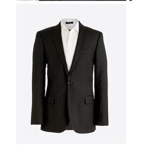 J.Crew Mens $498 Slim Thompson Suit Jacket Worsted Wool Black Size 44R G1730